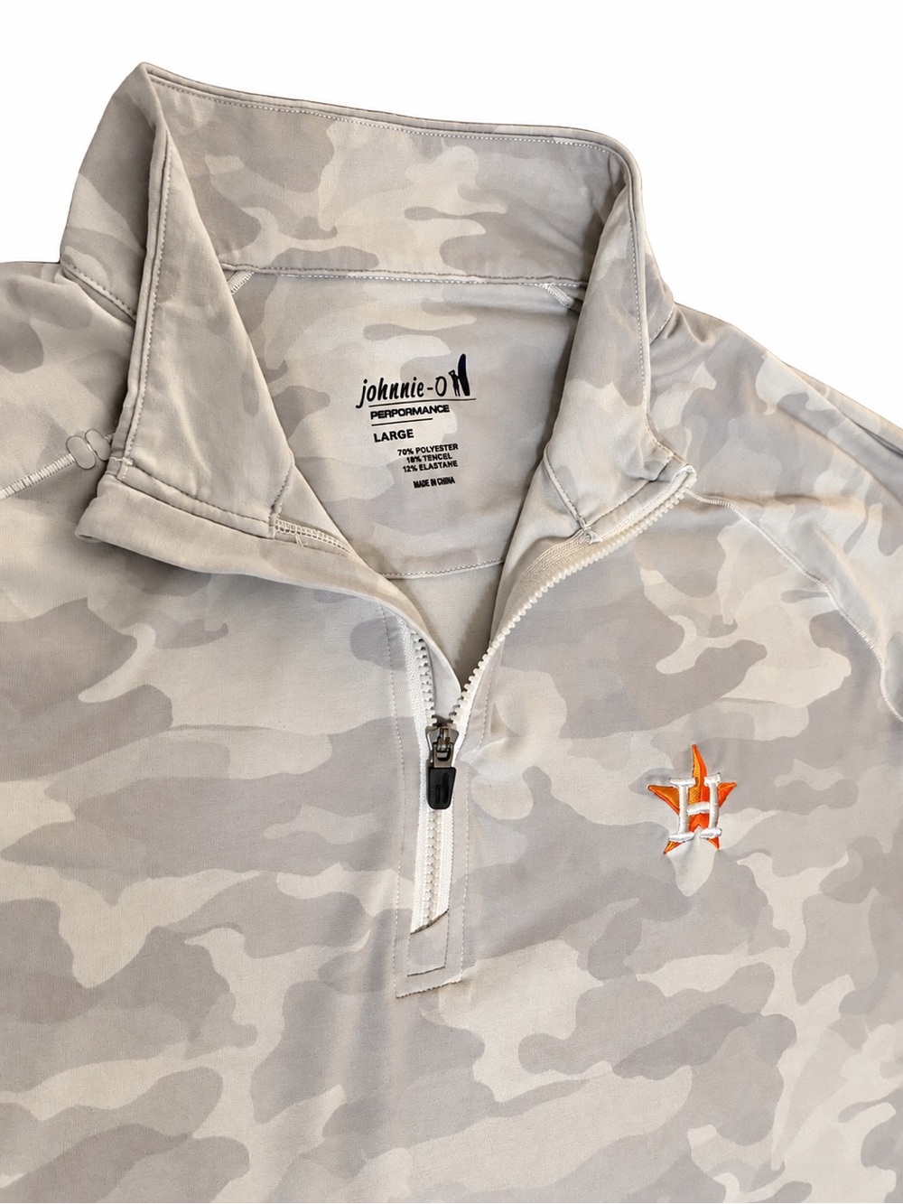johnnie-O Men’s Houston Astros Camo Quarter-Zip with Orange Logo